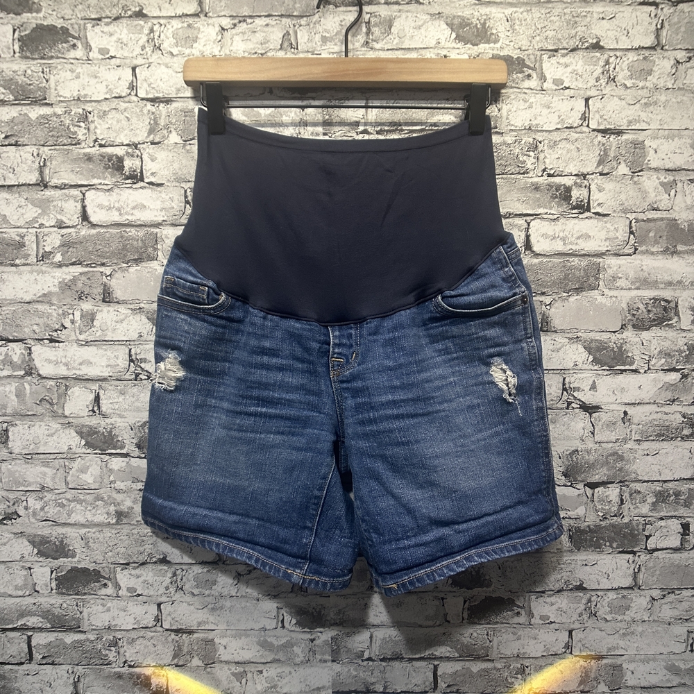 EUC Old Navy Maternity Dark Blue Jean Shorts Size 4